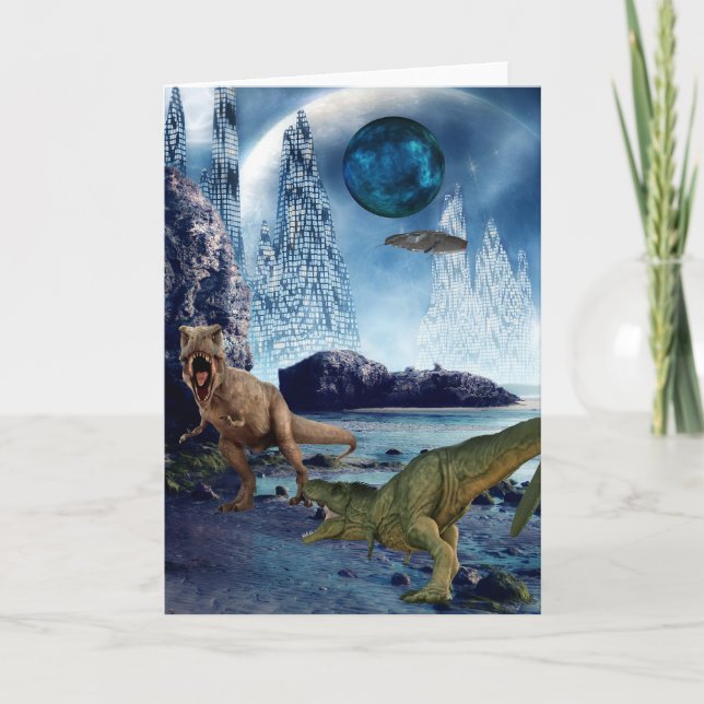 Fantasy Alien Planet Tyrannosaurus Dinosaur  Card (Front)