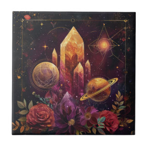 Fantasy Amethyst Crystal Realm Pattern Ceramic Tile