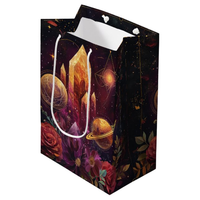 Fantasy Amethyst Crystal Realm Pattern Medium Gift Bag (Front Angled)