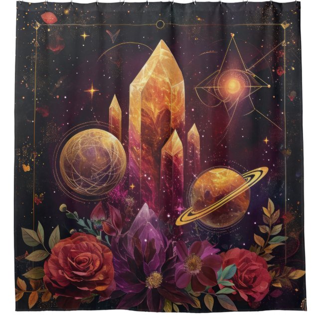 Fantasy Amethyst Crystal Realm Pattern Shower Curtain (Front)