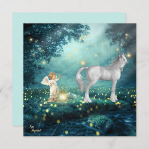 Fantasy Angel and Unicorn Flat Card