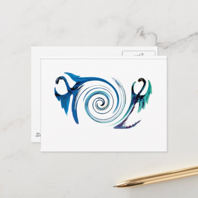 Fantasy Animal Blue Dragons Postcard (Front/Back In Situ)