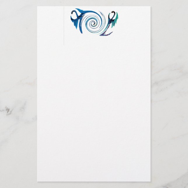 Fantasy Animal Blue Dragons Stationery (Front)