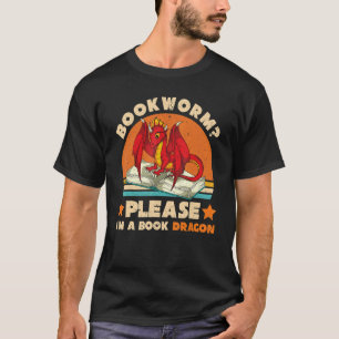 Fantasy Animal Book Dragon Bookworm Retro Reading T-Shirt