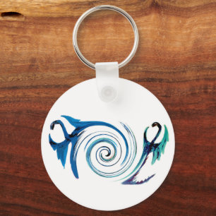 Fantasy Animal Cool Blue Dragons Key Ring