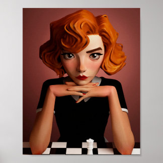 Fantasy Anime Art Chess Game Poster