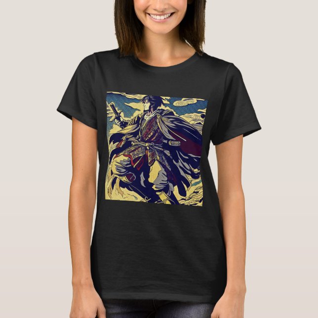 Fantasy Anime Hero 2 - Japanese Woodcut T-Shirt (Front)