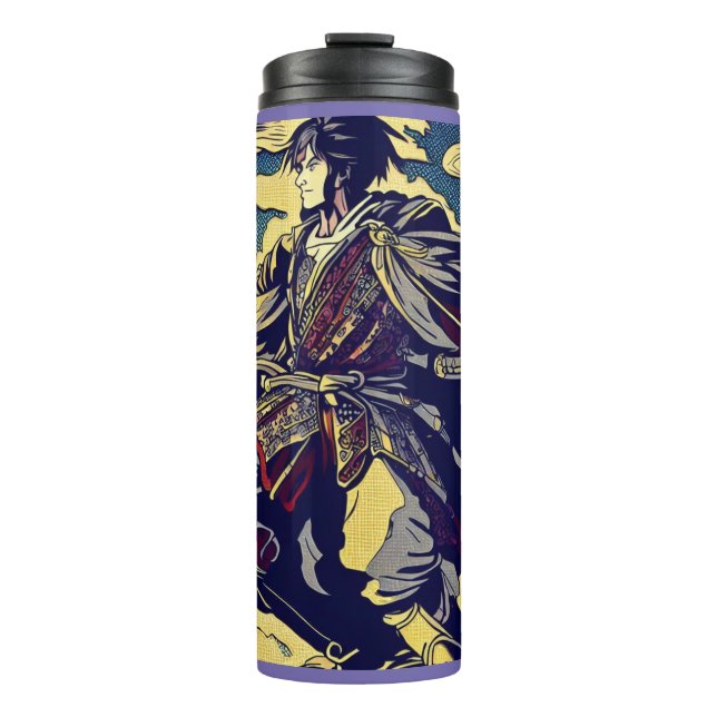Fantasy Anime Hero 2 - Japanese Woodcut Thermal Tumbler (Front)