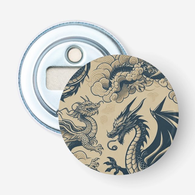 Fantasy Antiqued Dragons  Bottle Opener (Front)