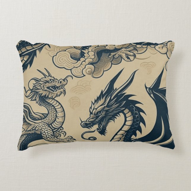 Fantasy Antiqued Dragons  Decorative Cushion (Front)