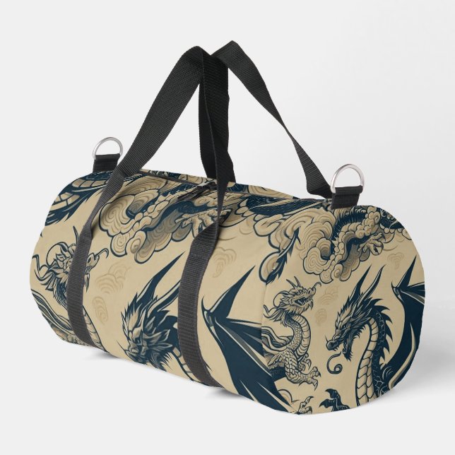 Fantasy Antiqued Dragons  Duffle Bag (Left Corner)