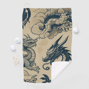 Fantasy Antiqued Dragons  Golf Towel