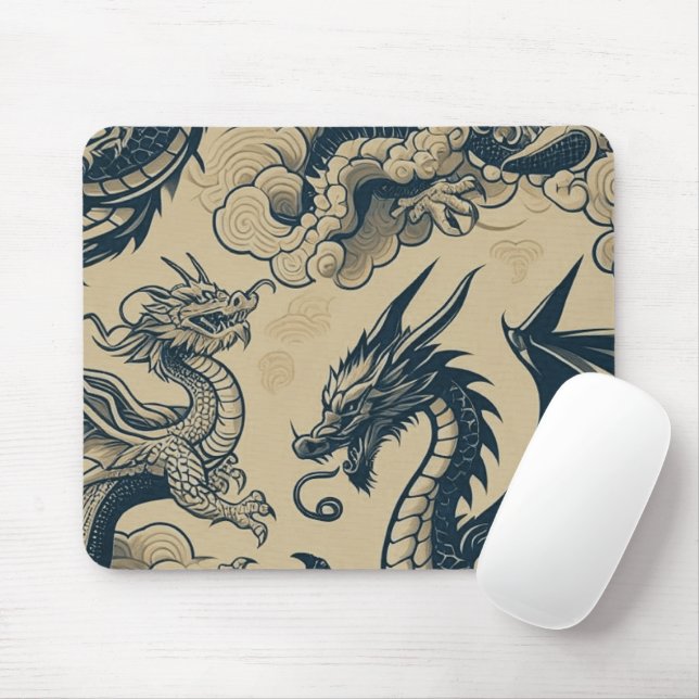 Fantasy Antiqued Dragons  Mouse Pad (With Mouse)