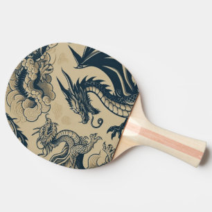 Fantasy Antiqued Dragons  Ping Pong Paddle