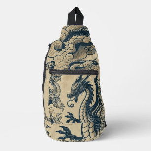 Fantasy Antiqued Dragons Sling Bag