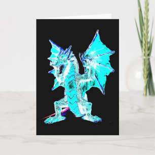 Fantasy Aqua Blue Dragon Greeting Card