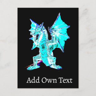 Fantasy Aqua Blue Dragon Postcard