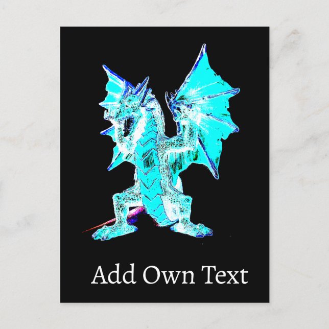 Fantasy Aqua Blue Dragon Postcard (Front)
