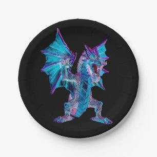 Fantasy Aqua Dragon Paper Plate