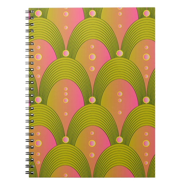 Fantasy Arcs Beads Pink Green Notebook (Front)