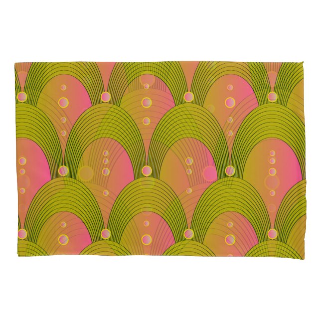Fantasy Arcs Beads Pink Green Pillowcase (Front)