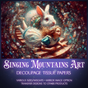 Fantasy Art Alice And Rabbit Hole Decoupage Tissue Paper