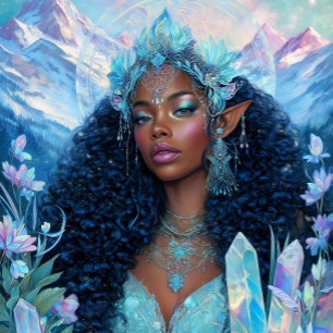 Fantasy Art Black Girl Black Queen Elf Goddess Poster