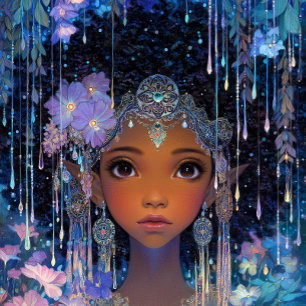 Fantasy Art Black Girl Black Queen Elf Goddess Poster