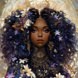 Fantasy Art Black Girl Black Queen Goddess Poster