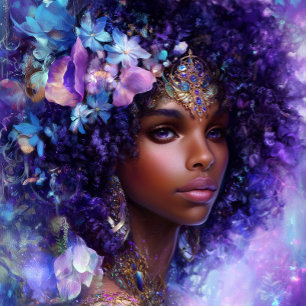 Fantasy Art Black Girl Black Queen Goddess Poster