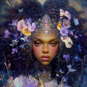 Fantasy Art Black Girl Black Queen Goddess Poster
