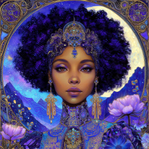 Fantasy Art Black Girl Black Queen Goddess Poster