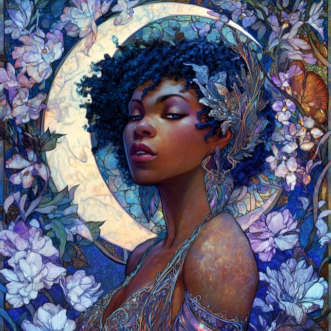 Fantasy Art Black Girl Black Queen Moon Goddess Poster (Creator Uploaded)