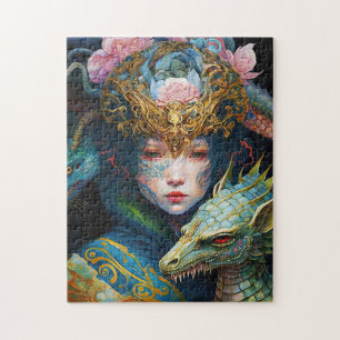 Fantasy Art Dragon Goddess Queen Jigsaw Puzzle