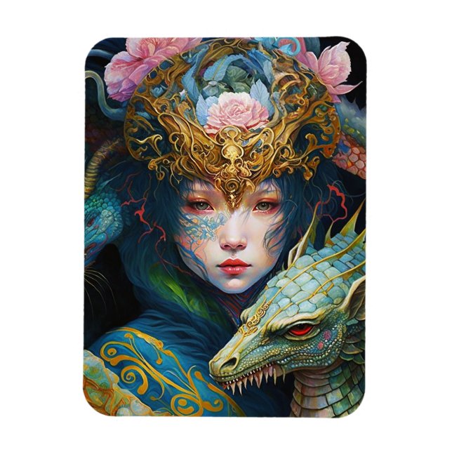 Fantasy Art Dragon Goddess Queen Magnet (Vertical)