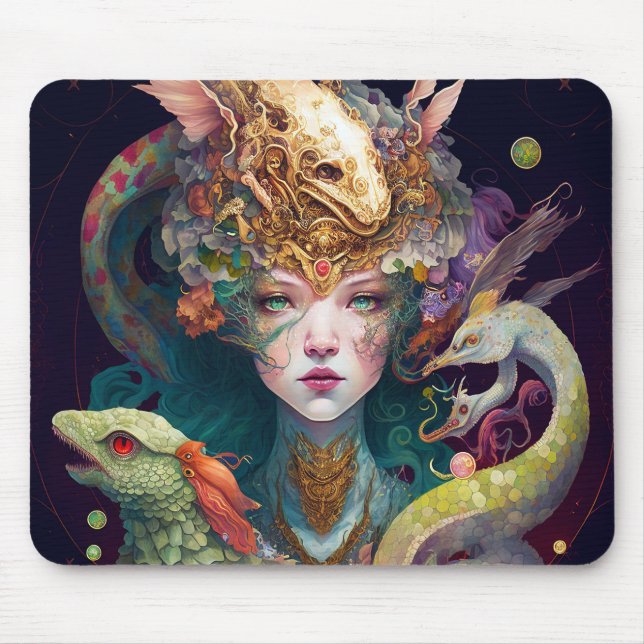 Fantasy Art Dragon Goddess Queen Mouse Pad (Front)