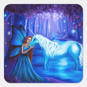 Fantasy Art Fairy and Unicorn Sticker