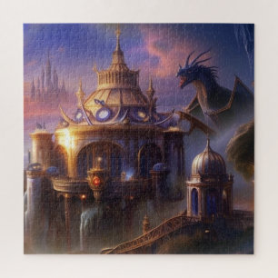 Fantasy Art Fairytale Castles Mystical Dragon  Jigsaw Puzzle