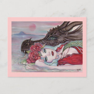 Fantasy art girl with dragon by Renee Lavoie Postcard