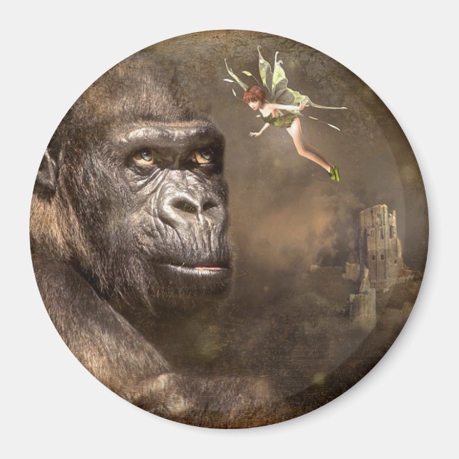 Fantasy Art  Gorilla with Fairy  Magnet (Front)