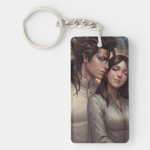 Fantasy Art Print - Intimate Embrace in Ancient Ru Key Ring