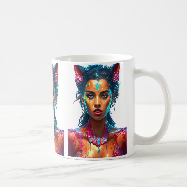Fantasy Art Vibrant Colours Mystical Portrait Abst Coffee Mug (Right)