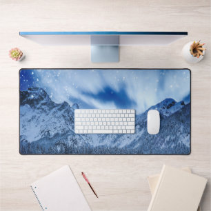 Fantasy at mountain lake desk mat