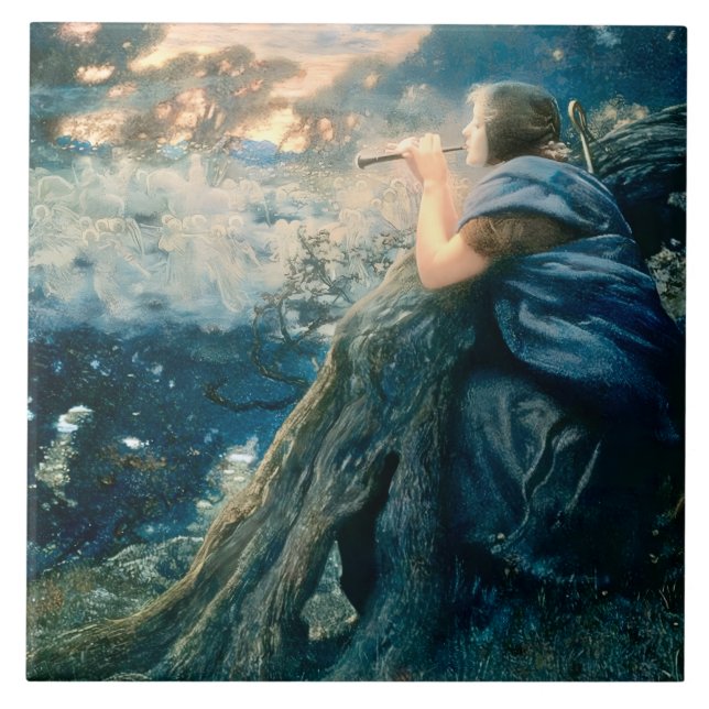 "Fantasy at Twilight" by Edward Robert Hughes Ceramic Tile (Front)