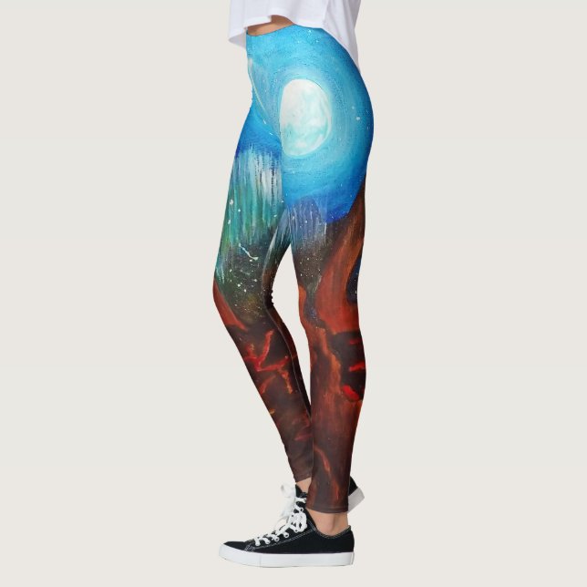 Fantasy aurora borealis, northern lights leggings (Left)