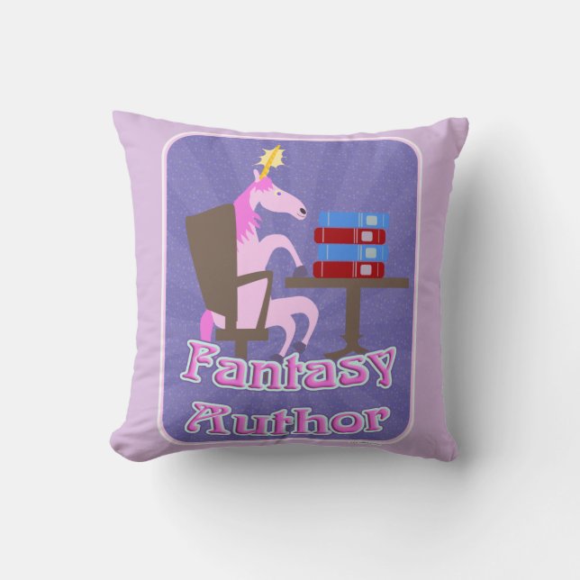 Fantasy Author Unicorn Motto Cushion (Front)
