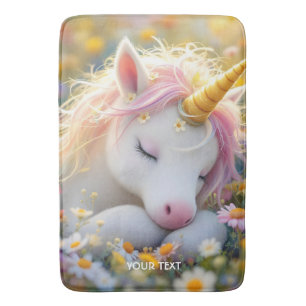 Fantasy Baby Unicorn Flowers Bath Mat