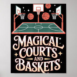 Fantasy Basketball Court Magic Draught Game Style Poster