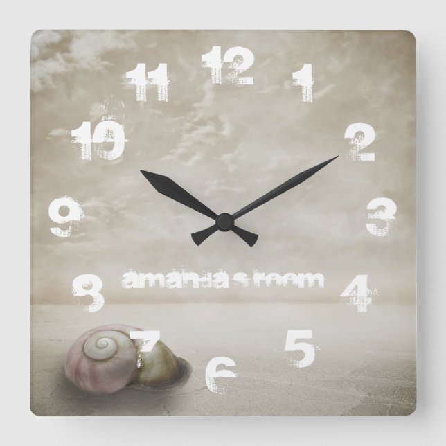 Fantasy Beach themed Personalised Square Wall Clock (Front)