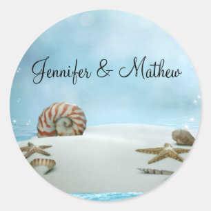 Fantasy Beach Wedding Envelope Sticker